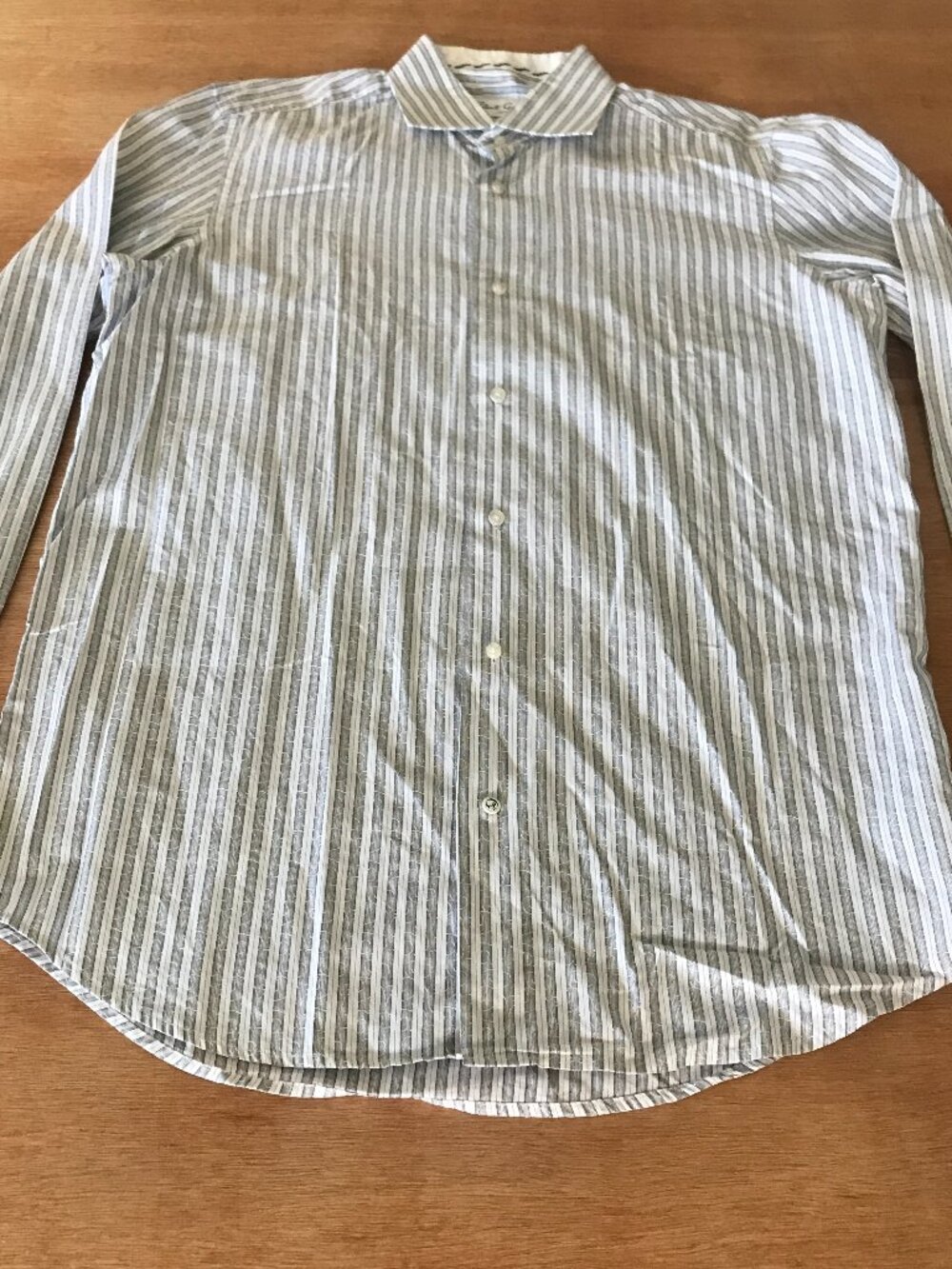 Robert Graham Dress Shirt Men 15.5 39 Gray White Striped Button Up Long Sleeve